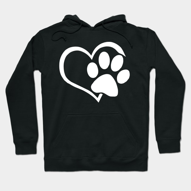 Dog Puppy Shirt - I Love Dogs Paw Print Heart Cute Women Men Hoodie by TeeAaron